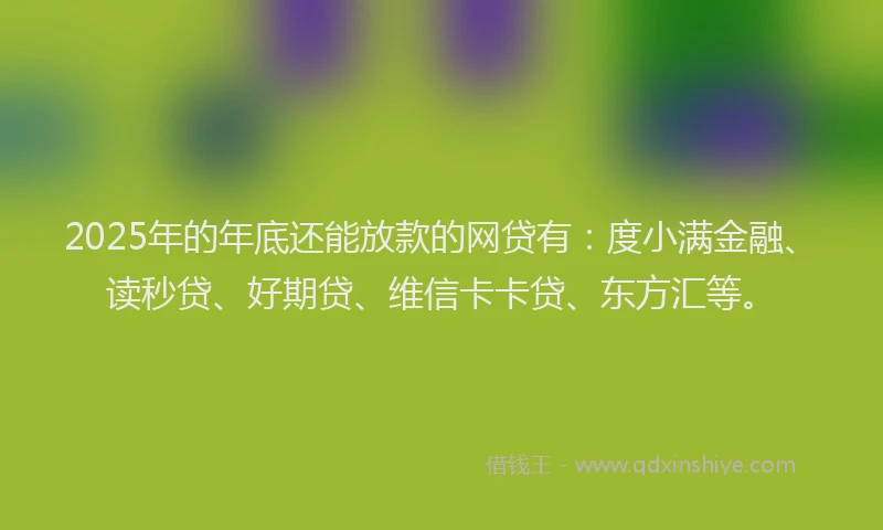 2025年的年底还能放款的网贷有：度小满金融、读秒贷、好期贷、维信卡卡贷、东方汇等。