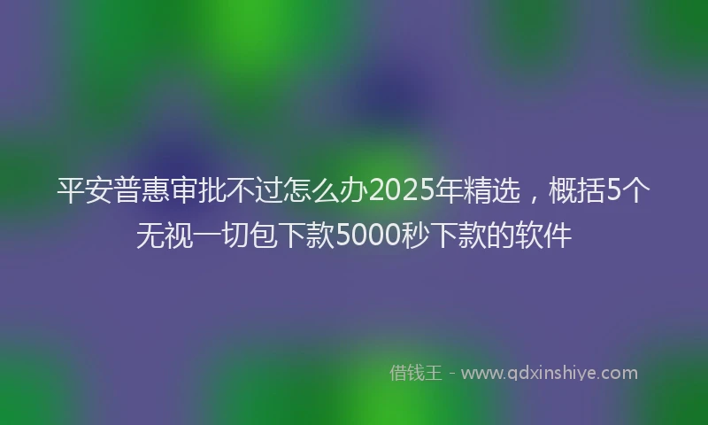 平安普惠审批不过怎么办2025年精选，概括5个无视一切包下款5000秒下款的软件