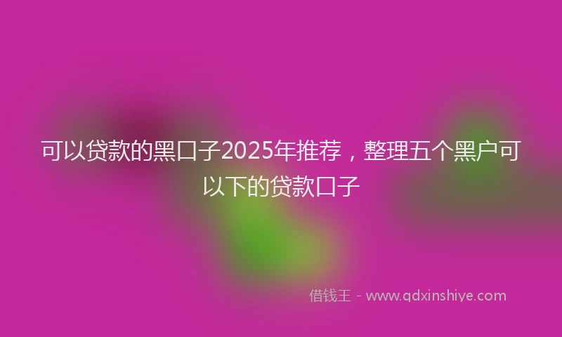 可以贷款的黑口子2025年推荐，整理五个黑户可以下的贷款口子