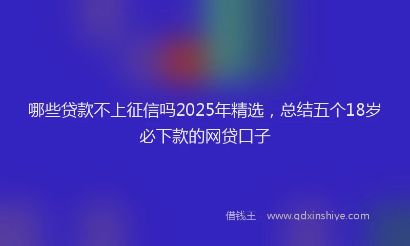 哪些贷款不上征信吗2025年精选，总结五个18岁必下款的网贷口子