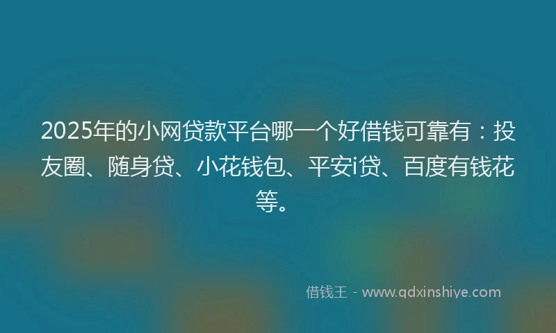 2025年的小网贷款平台哪一个好借钱可靠有：投友圈、随身贷、小花钱包、平安i贷、百度有钱花等。