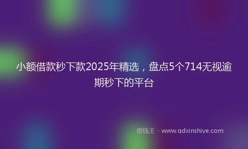 小额借款秒下款2025年精选，盘点5个714无视逾期秒下的平台