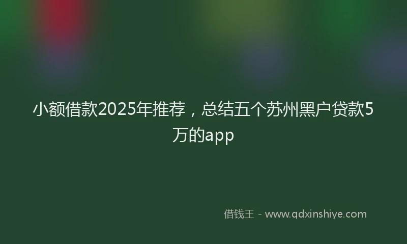 小额借款2025年推荐，总结五个苏州黑户贷款5万的app