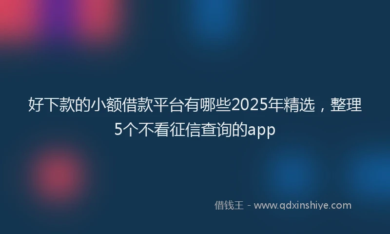 好下款的小额借款平台有哪些2025年精选，整理5个不看征信查询的app