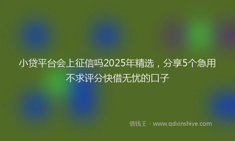 小贷平台会上征信吗2025年精选，分享5个急用不求评分快借无忧的口子