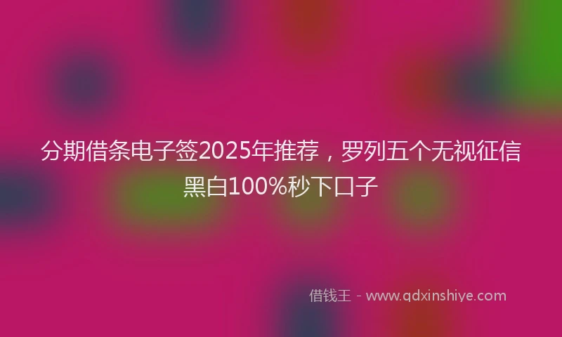 分期借条电子签2025年推荐，罗列五个无视征信黑白100%秒下口子