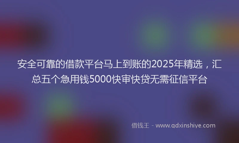 安全可靠的借款平台马上到账的2025年精选，汇总五个急用钱5000快审快贷无需征信平台