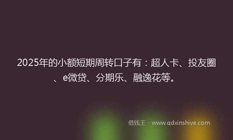 2025年的小额短期周转口子有：超人卡、投友圈、e微贷、分期乐、融逸花等。