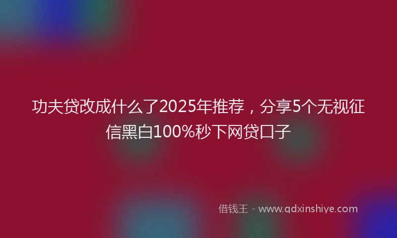 功夫贷改成什么了2025年推荐，分享5个无视征信黑白100%秒下网贷口子