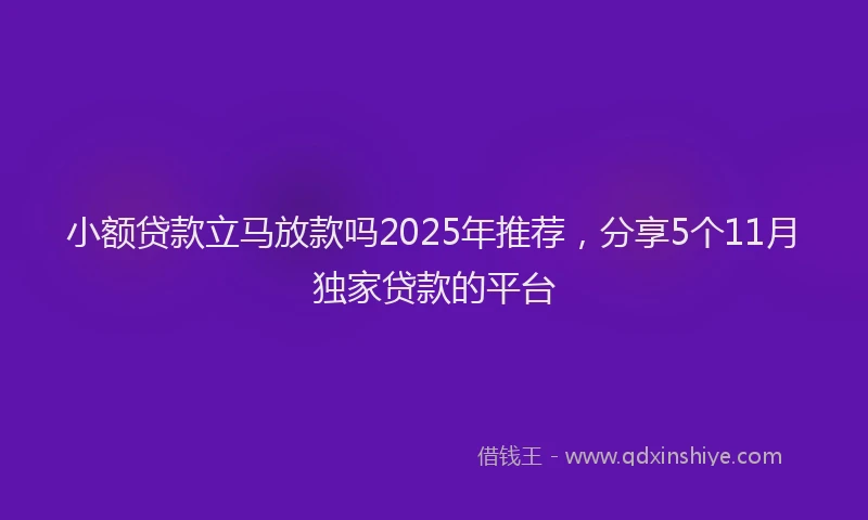 小额贷款立马放款吗2025年推荐，分享5个11月独家贷款的平台