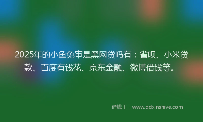 2025年的小鱼免审是黑网贷吗有：省呗、小米贷款、百度有钱花、京东金融、微博借钱等。
