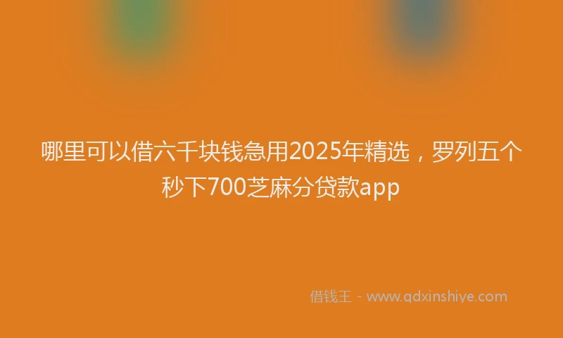 哪里可以借六千块钱急用2025年精选，罗列五个秒下700芝麻分贷款app