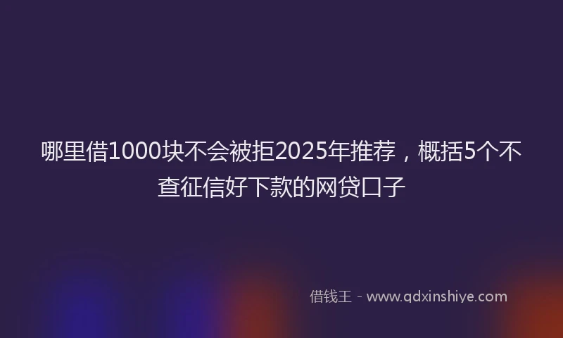 哪里借1000块不会被拒2025年推荐，概括5个不查征信好下款的网贷口子