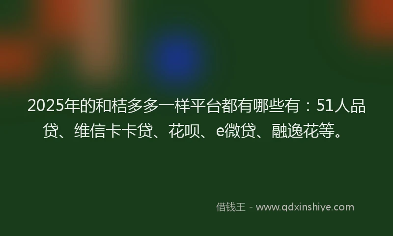 2025年的和桔多多一样平台都有哪些有：51人品贷、维信卡卡贷、花呗、e微贷、融逸花等。