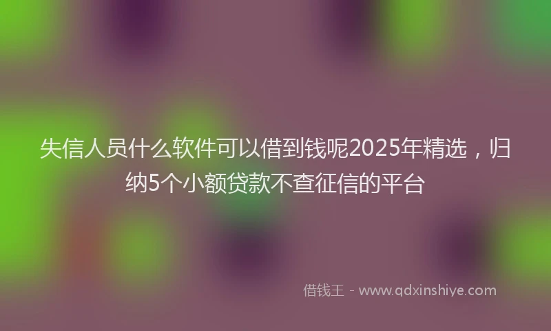 失信人员什么软件可以借到钱呢2025年精选，归纳5个小额贷款不查征信的平台