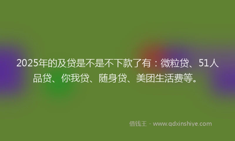 2025年的及贷是不是不下款了有：微粒贷、51人品贷、你我贷、随身贷、美团生活费等。