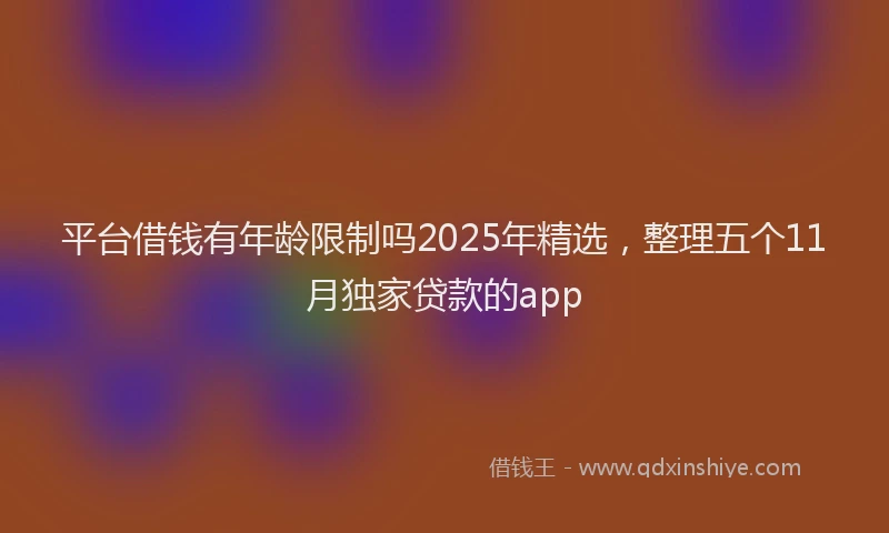 平台借钱有年龄限制吗2025年精选，整理五个11月独家贷款的app