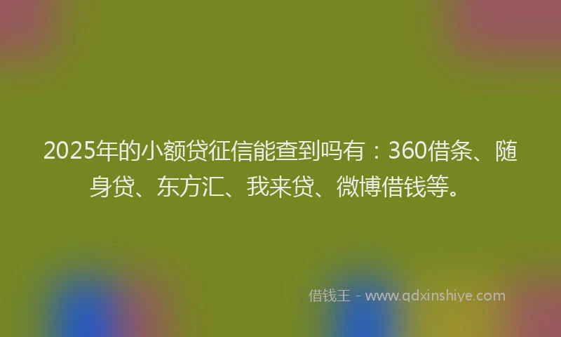 2025年的小额贷征信能查到吗有：360借条、随身贷、东方汇、我来贷、微博借钱等。