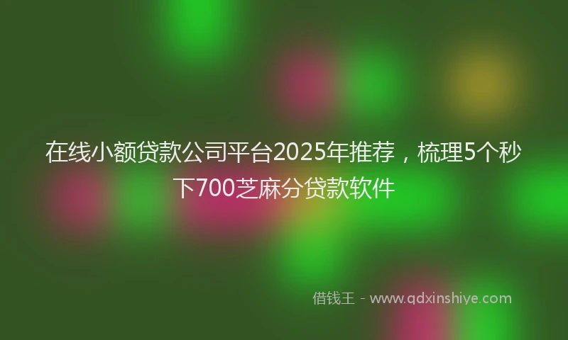在线小额贷款公司平台2025年推荐，梳理5个秒下700芝麻分贷款软件