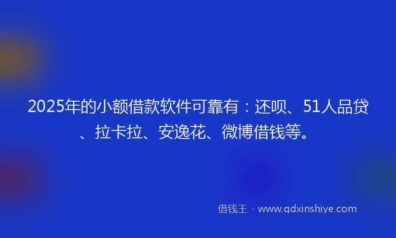 2025年的小额借款软件可靠有：还呗、51人品贷、拉卡拉、安逸花、微博借钱等。