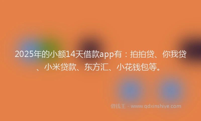 2025年的小额14天借款app有：拍拍贷、你我贷、小米贷款、东方汇、小花钱包等。