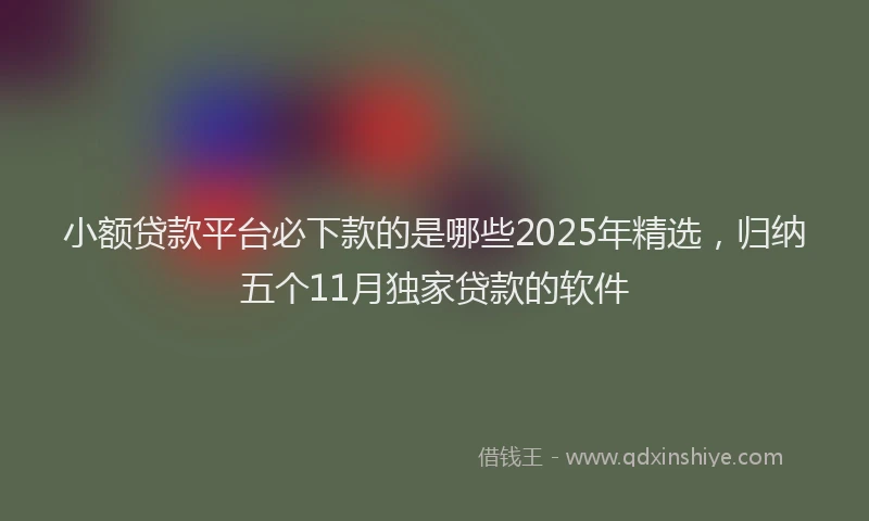 小额贷款平台必下款的是哪些2025年精选，归纳五个11月独家贷款的软件