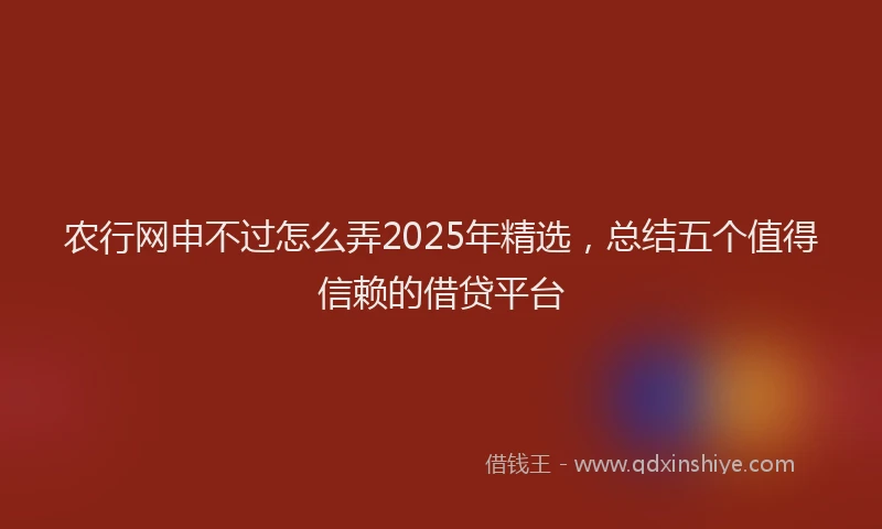 农行网申不过怎么弄2025年精选，总结五个值得信赖的借贷平台