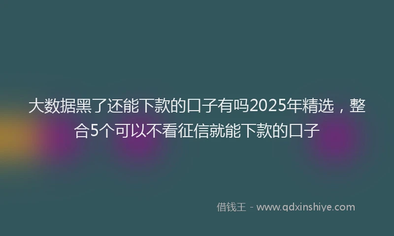 大数据黑了还能下款的口子有吗2025年精选，整合5个可以不看征信就能下款的口子