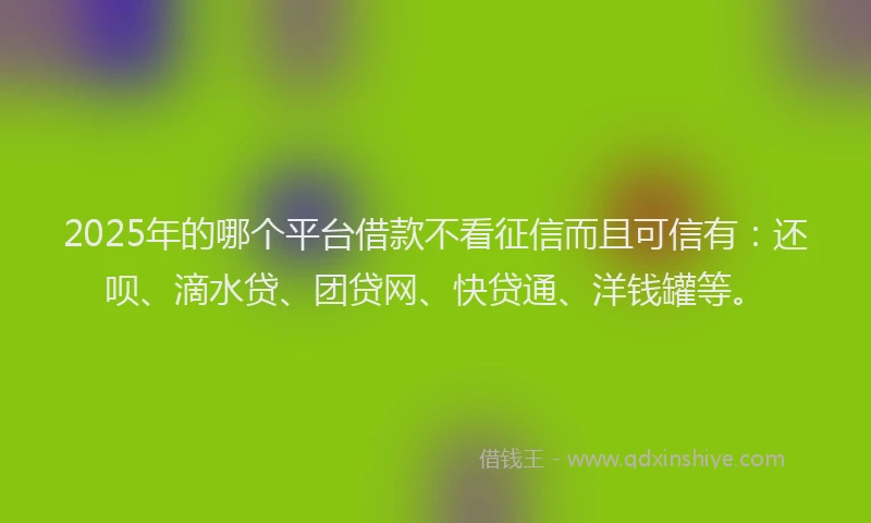 2025年的哪个平台借款不看征信而且可信有：还呗、滴水贷、团贷网、快贷通、洋钱罐等。