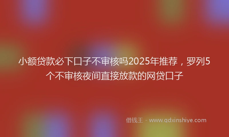 小额贷款必下口子不审核吗2025年推荐，罗列5个不审核夜间直接放款的网贷口子