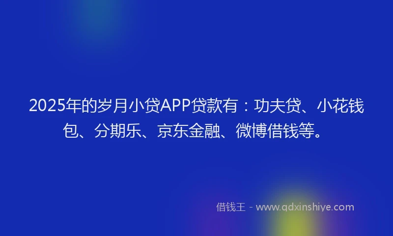 2025年的岁月小贷APP贷款有：功夫贷、小花钱包、分期乐、京东金融、微博借钱等。