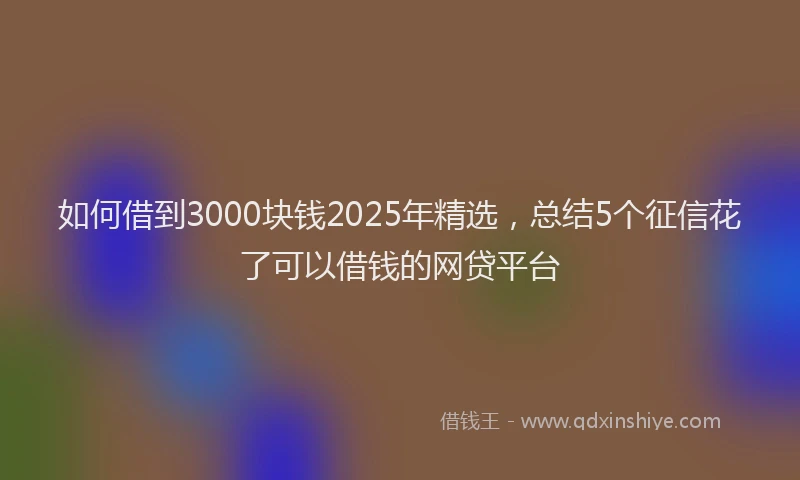 如何借到3000块钱2025年精选，总结5个征信花了可以借钱的网贷平台