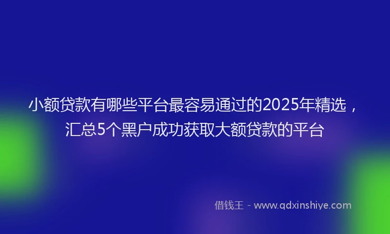 小额贷款有哪些平台最容易通过的2025年精选，汇总5个黑户成功获取大额贷款的平台