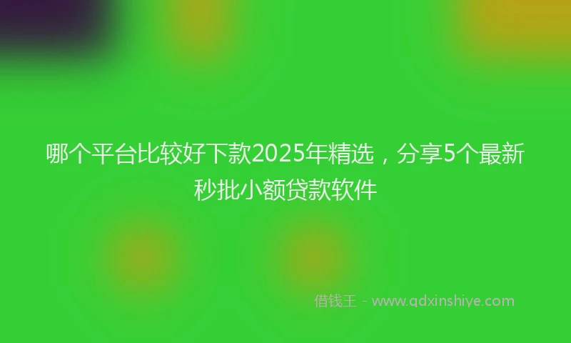 哪个平台比较好下款2025年精选，分享5个最新秒批小额贷款软件