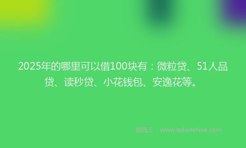 2025年的哪里可以借100块有：微粒贷、51人品贷、读秒贷、小花钱包、安逸花等。