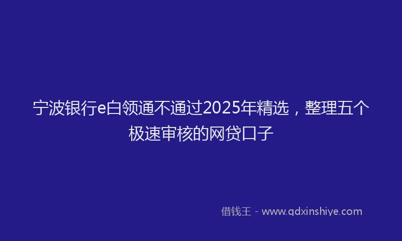 宁波银行e白领通不通过2025年精选，整理五个极速审核的网贷口子