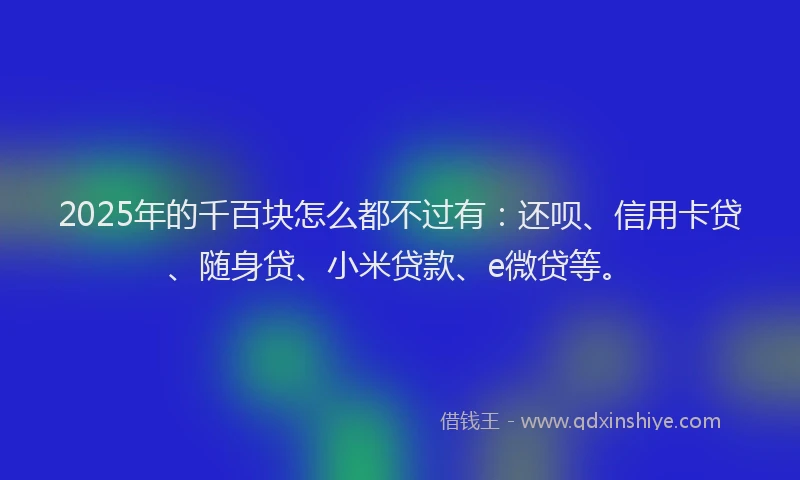 2025年的千百块怎么都不过有：还呗、信用卡贷、随身贷、小米贷款、e微贷等。