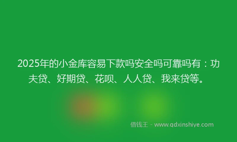 2025年的小金库容易下款吗安全吗可靠吗有：功夫贷、好期贷、花呗、人人贷、我来贷等。