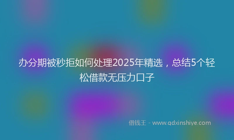 办分期被秒拒如何处理2025年精选，总结5个轻松借款无压力口子