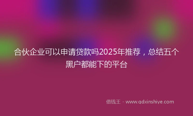 合伙企业可以申请贷款吗2025年推荐，总结五个黑户都能下的平台
