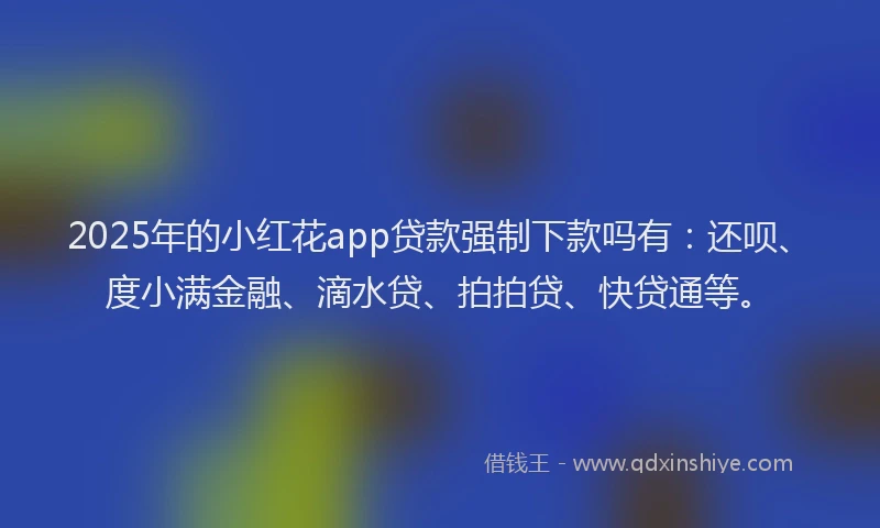 2025年的小红花app贷款强制下款吗有：还呗、度小满金融、滴水贷、拍拍贷、快贷通等。