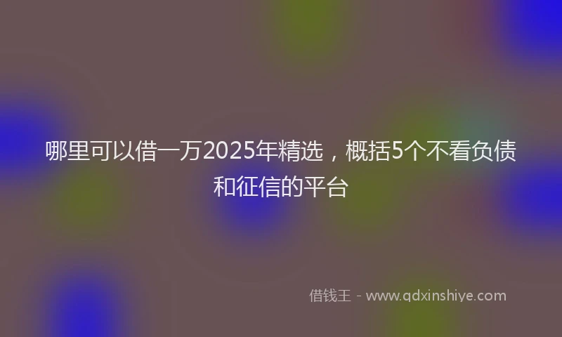 哪里可以借一万2025年精选，概括5个不看负债和征信的平台