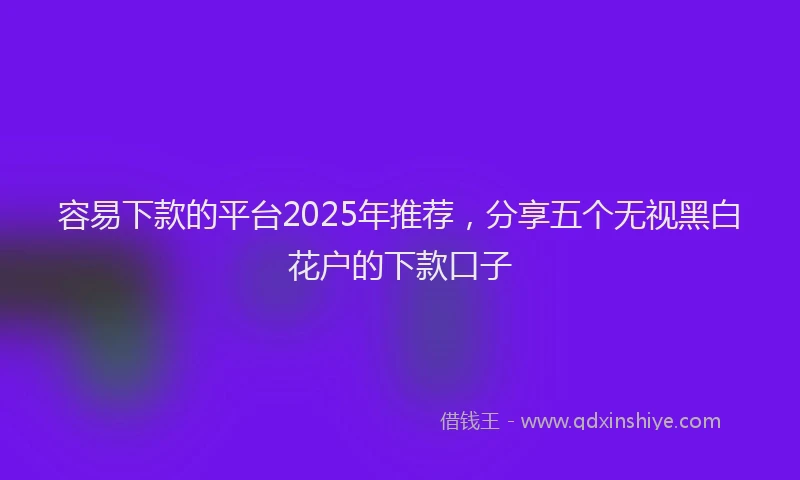 容易下款的平台2025年推荐，分享五个无视黑白花户的下款口子