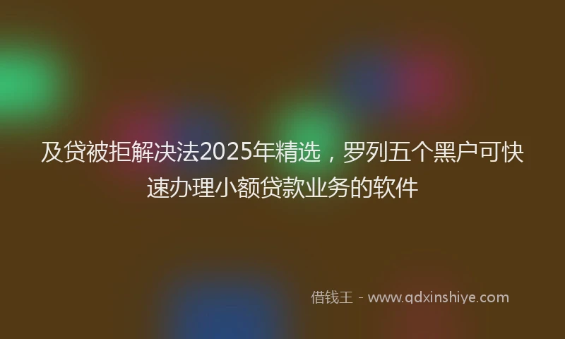 及贷被拒解决法2025年精选，罗列五个黑户可快速办理小额贷款业务的软件