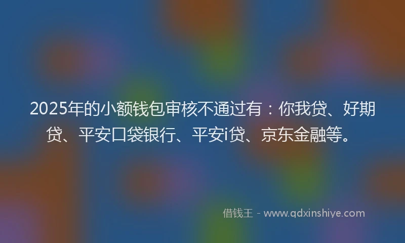 2025年的小额钱包审核不通过有：你我贷、好期贷、平安口袋银行、平安i贷、京东金融等。