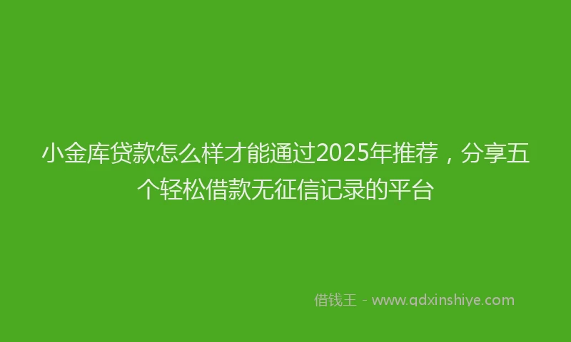 小金库贷款怎么样才能通过2025年推荐，分享五个轻松借款无征信记录的平台