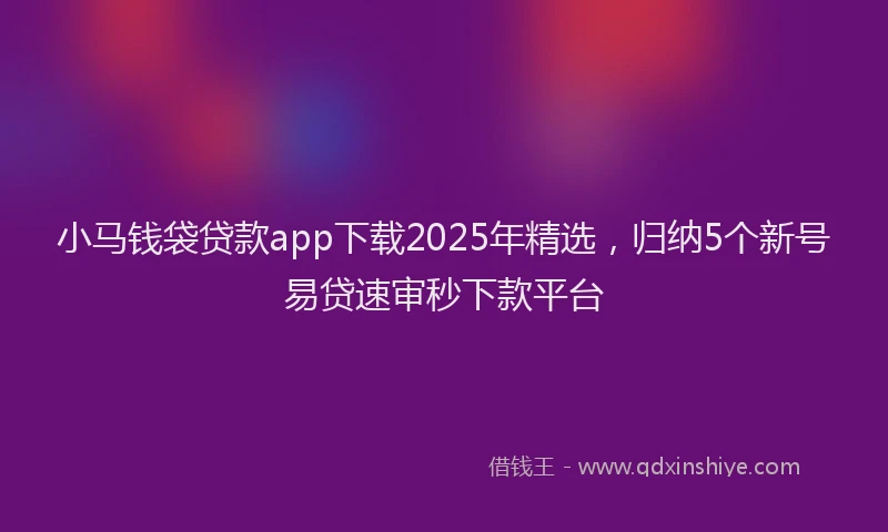 小马钱袋贷款app下载2025年精选，归纳5个新号易贷速审秒下款平台