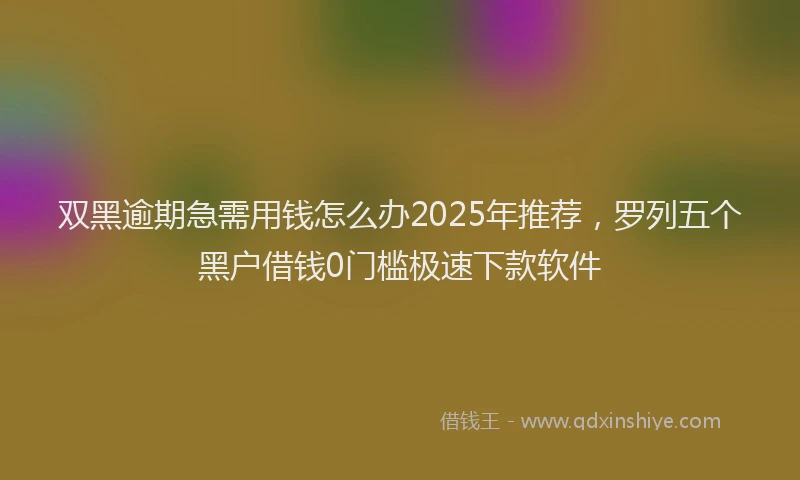 双黑逾期急需用钱怎么办2025年推荐，罗列五个黑户借钱0门槛极速下款软件