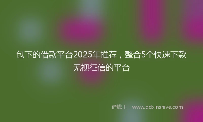 包下的借款平台2025年推荐，整合5个快速下款无视征信的平台