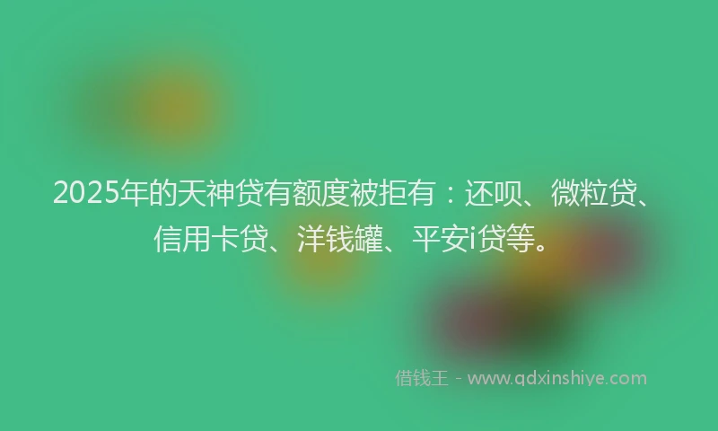 2025年的天神贷有额度被拒有：还呗、微粒贷、信用卡贷、洋钱罐、平安i贷等。